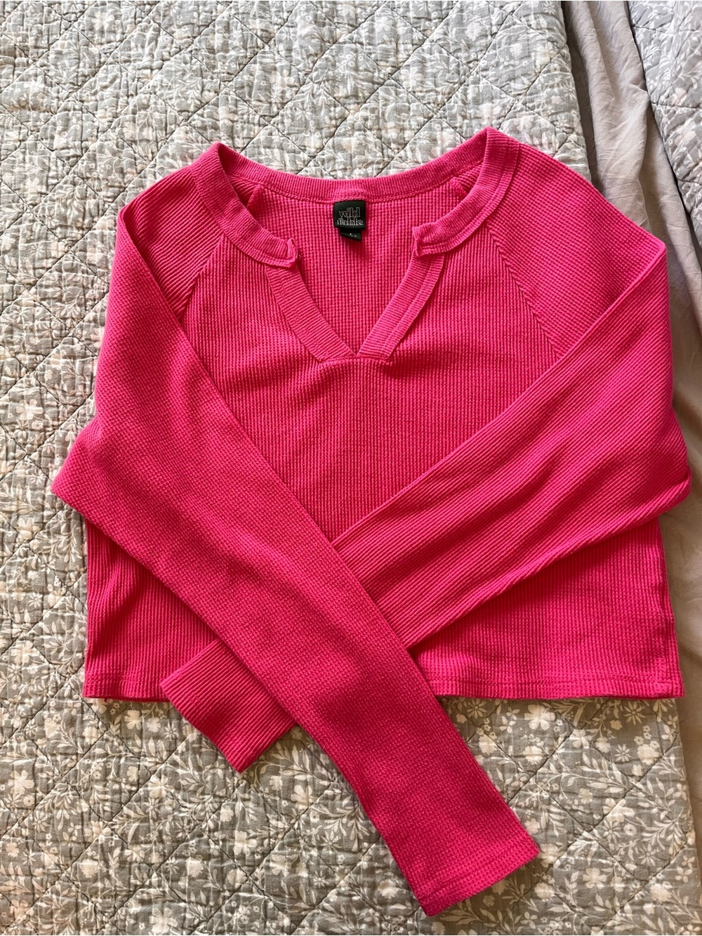wild fable Fuchsia Ribbed V-Neck Sweater